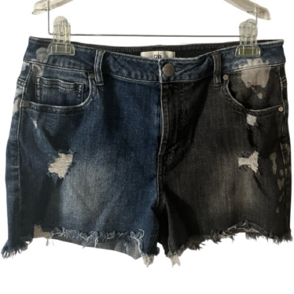 CABI Jeans Park Colorblock Denim Shorts, Blue Black, Sz 8, NWOT,Cotton​, Stretch